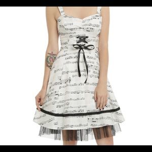 Ivory, Black, Music note dress, Hot topic